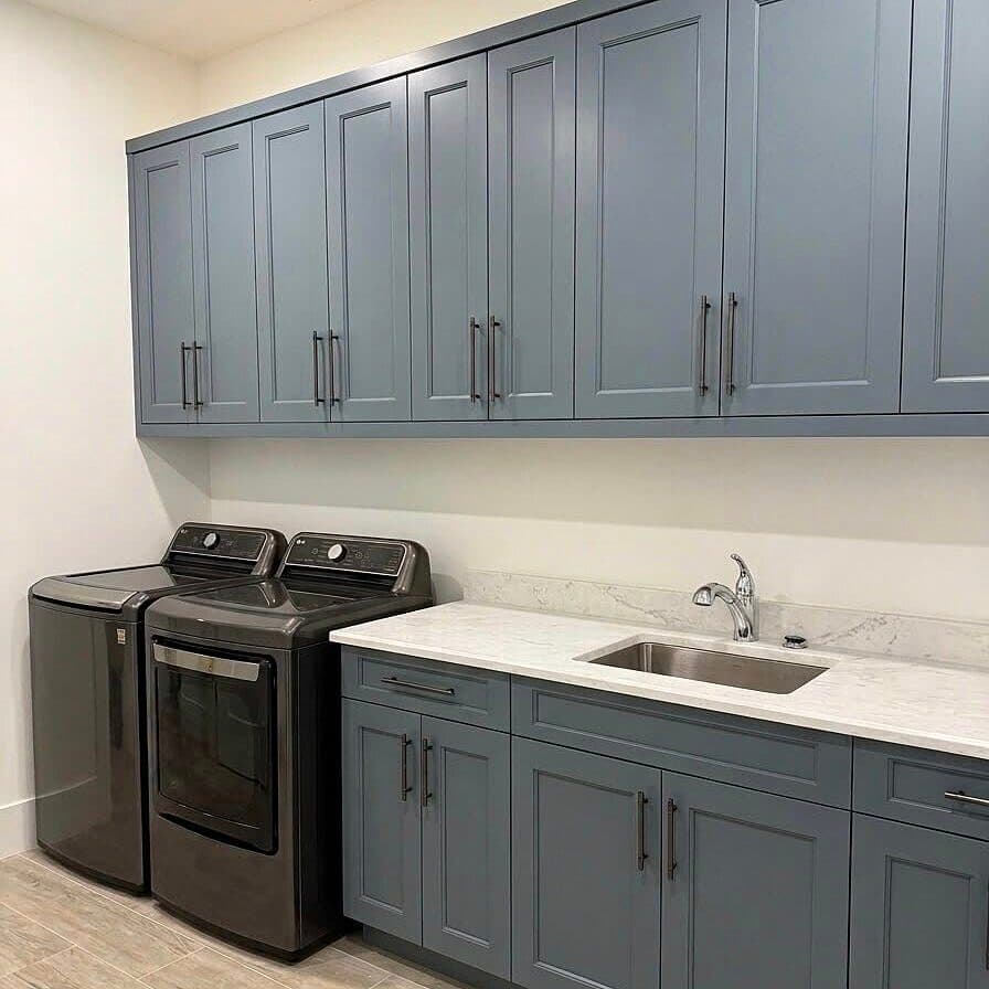 Blue-gray Shaker laundry room